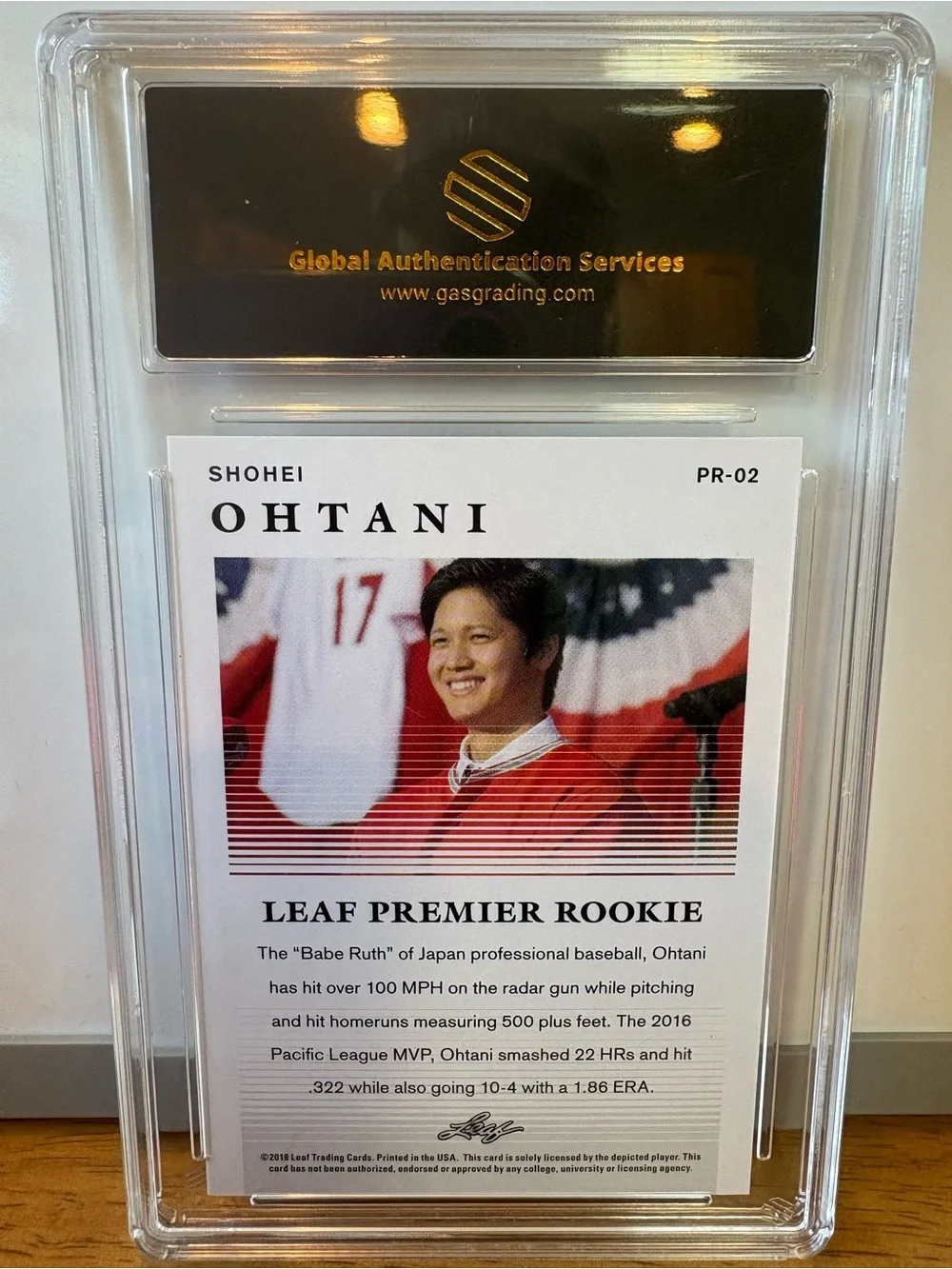 2018 Leaf Premier Rookie Shohei Ohtani Card - Red & White
